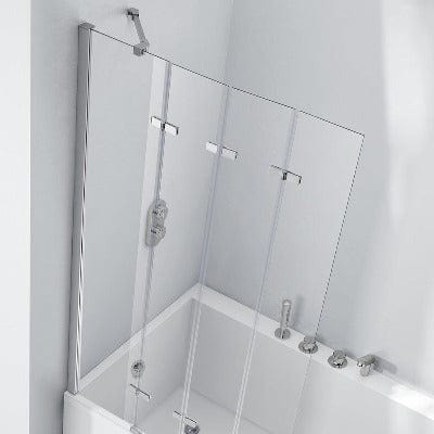 Aquaglass 6mm Frameless Bath Screen with 4 Folding Panels - 1500mm x 965mm - Bathrooms