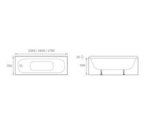 Abana Steel Single End 2TH Bath w/Legs -