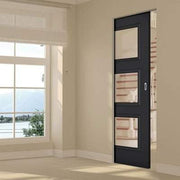 Antwerp Black Primed 3 Glazed Clear Light Panels Interior Door - 1981mm x 686mm -
