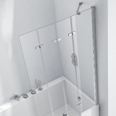 Aquaglass 6mm Frameless Bath Screen with 4 Folding Panels - 1500mm x 965mm - Bathrooms