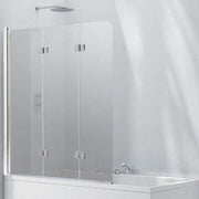 Aquaglass 6mm Frameless Bath Screen with 3 Folding Panels - 1400 x 1200mm - Bathrooms