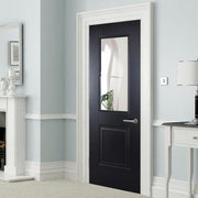Arnhem Black Primed 1 Glazed Clear Bevelled Light Panel Interior Door - 1981mm x 838mm -