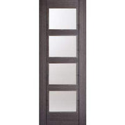 Vancouver Ash Grey Pre-Finished 4 Glazed Clear Light Panels Interior Door - 1981mm x 762mm -