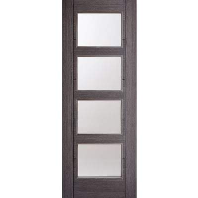 Vancouver Ash Grey Pre-Finished 4 Glazed Clear Light Panels Interior Door - 1981mm x 762mm -