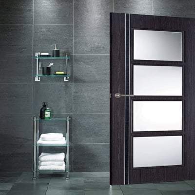 Zanzibar Ash Grey Pre-Finished 4 Glazed Clear Light Panels Interior Door - 1981mm x 838mm -