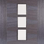 Zeus Ash Grey Pre-Finished 3 Glazed Clear Light Panels Interior Door - All Sizes - Doors