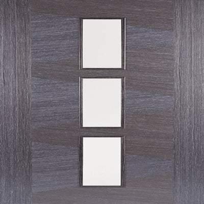 Zeus Ash Grey Pre-Finished 3 Glazed Clear Light Panels Interior Door - All Sizes - Doors