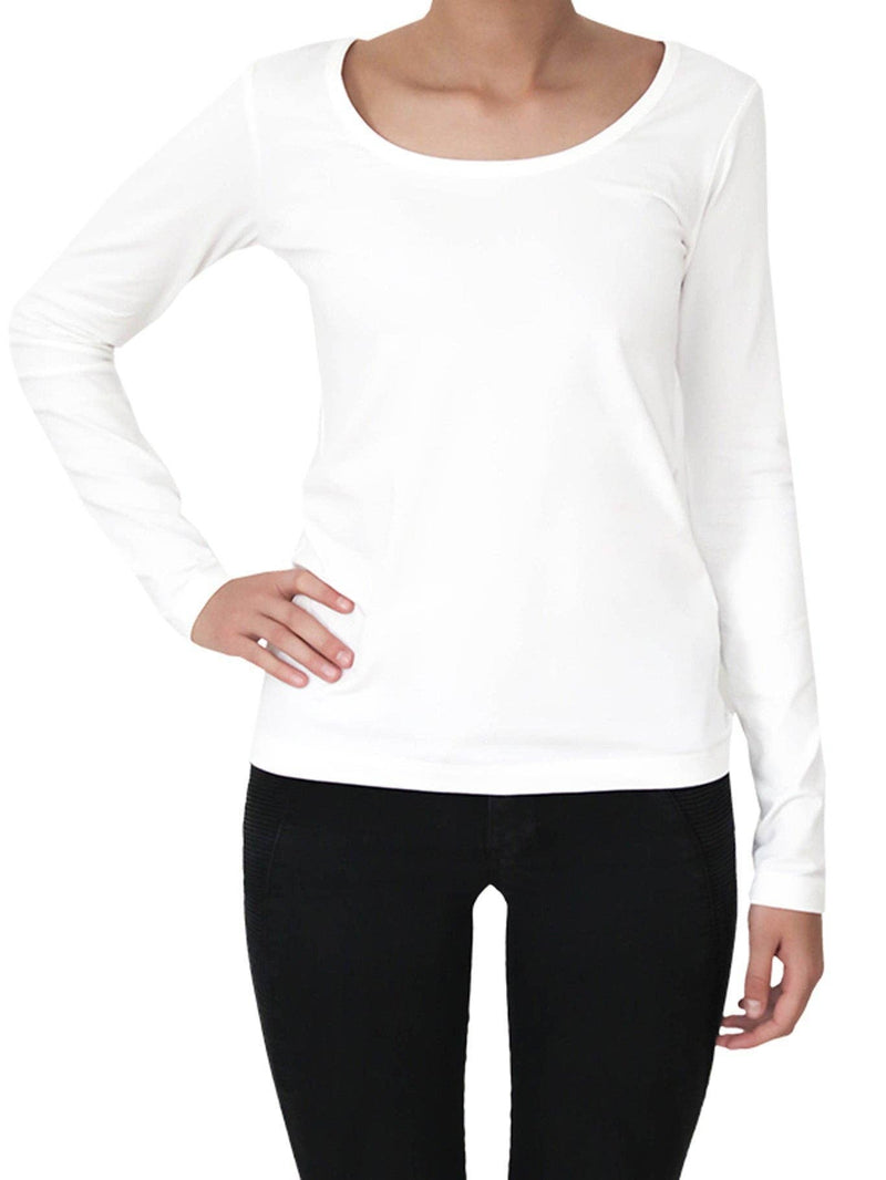 Organic Cotton Womens Stretch Long Sleeve Work T-shirt White or Black - Sustainable Workwear Range