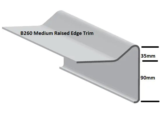 B260 Medium Raised Edge Fibreglass Trim - 90mm Depth, 3m Long, Compatible with A200 and C1/C4 Trims