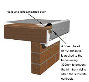 B260 Medium Raised Edge Fibreglass Trim - 90mm Depth, 3m Long, Compatible with A200 and C1/C4 Trims