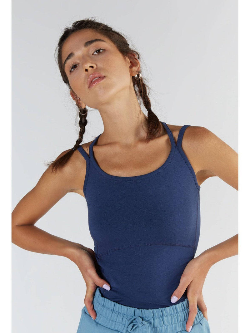 Modal Womens Spaghetti Strap Work Top Black Navy Purple Sizes XS to XL - Sustainable Workwear Range