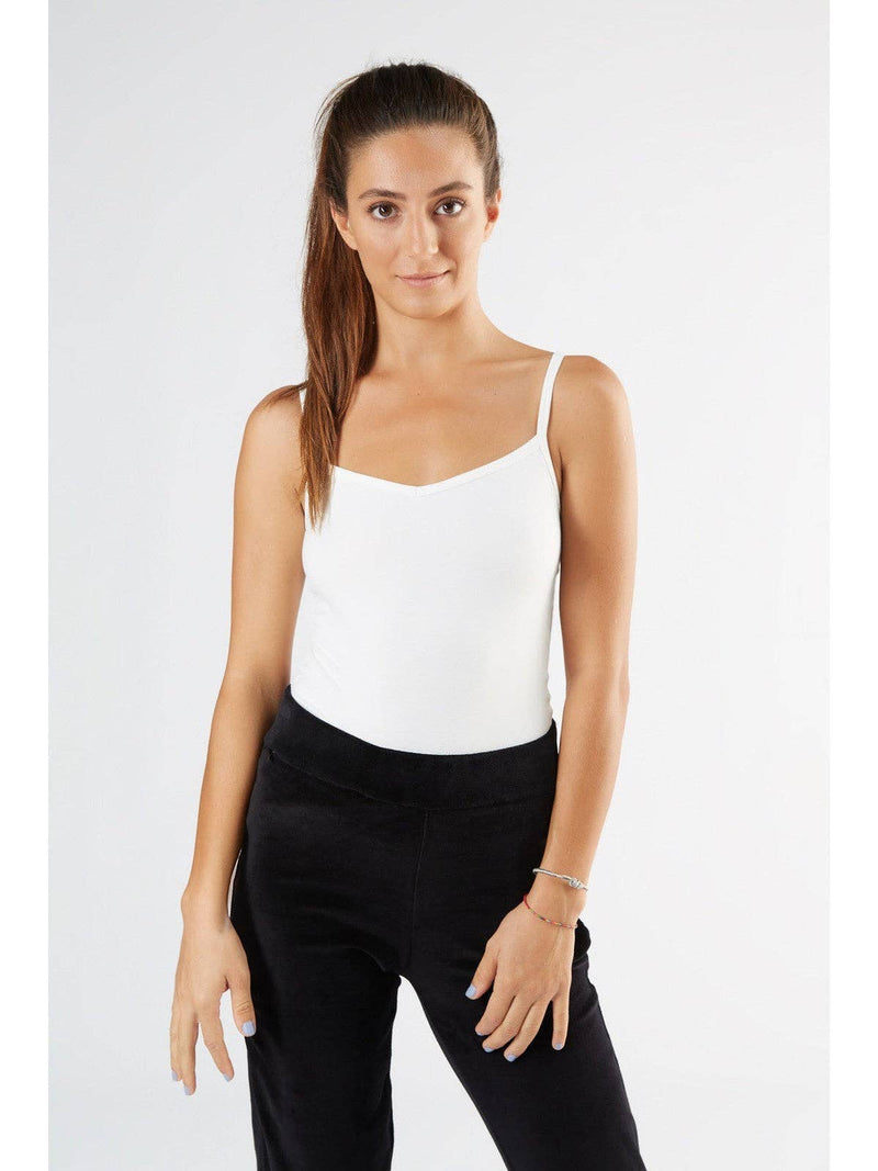 Organic Cotton Womens Blue White Red Black Work Stretch Vest with Spaghetti Straps - Sustainable Workwear Range