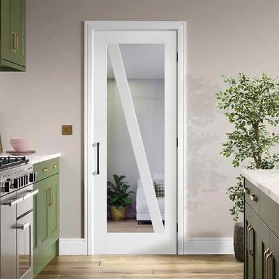 Barn White Primed 1 Glazed Clear Light Panel Internal Door - All Sizes - Doors