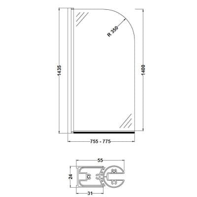 6mm Straight Bath Screen - Home & Garden > Bathroom Accessories Bathrooms