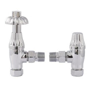 Angled Thermostatic Valve Lockshield - Fluted Finish -