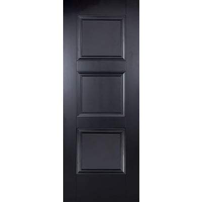 Amsterdam Black Primed 3 Panel Interior Fire Door FD30 - 1981mm x 762mm -