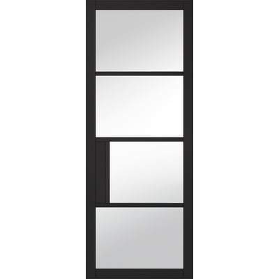 Chelsea Black Primed 4 Glazed Clear Light Panels Interior Door - 1981mm x 762mm -