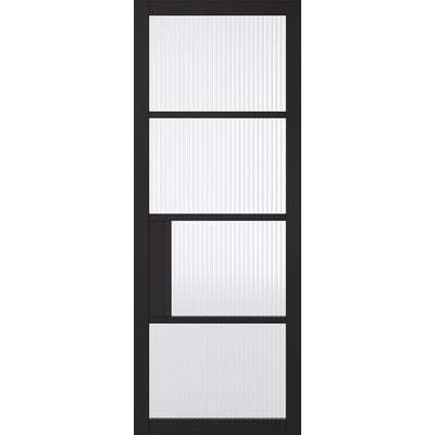 Chelsea Black Primed 4 Glazed Reeded Light Panels Interior Door - 1981mm x 686mm -