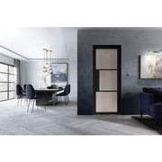 Tribeca Black Primed 3 Glazed Reeded Light Panels Interior Door - All Sizes - Doors