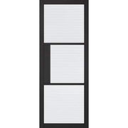 Tribeca Black Primed 3 Glazed Reeded Light Panels Interior Door - 1981mm x 762mm -