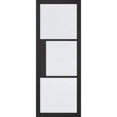 Tribeca Black Primed 3 Glazed Reeded Light Panels Interior Door - 1981mm x 686mm -