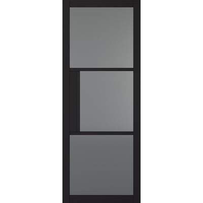 Tribeca Black Primed 3 Tinted Glazed Light Panels Interior Door - 1981mm x 686mm -