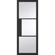 Tribeca Black Primed 3 Glazed Clear Light Panels Interior Door - 1981mm x 838mm -