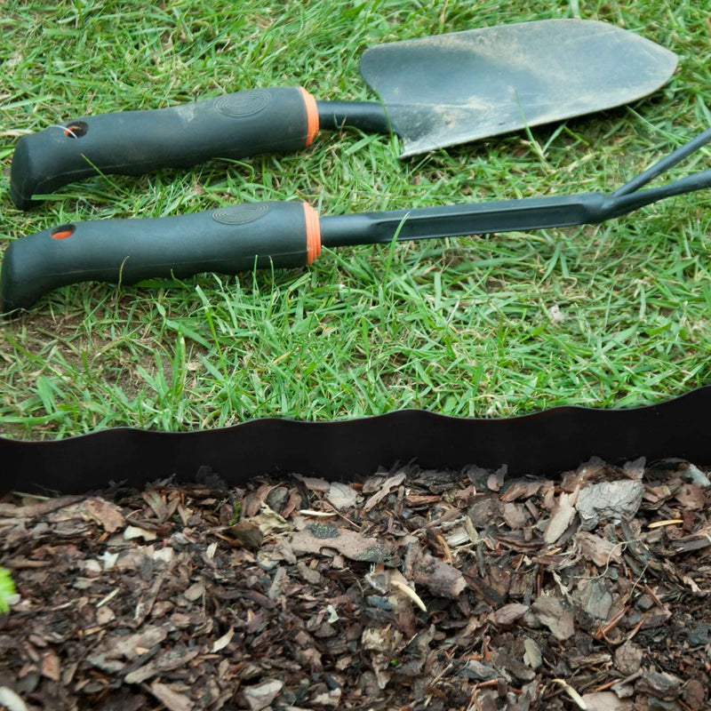 Wavy Plastic Garden Lawn Edging, H=25CM, L=9M, Black - Hardware > Fencing & Barriers > Garden Borders & Edging > Edging Garden tools & Accesories