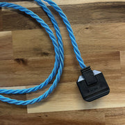 Purple / Blue Braided Fabric Decorative Extension Lead - Black Trailing Socket - Extension Leads