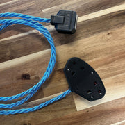 Purple / Blue Braided Fabric Decorative Extension Lead - Black Trailing Socket - Extension Leads