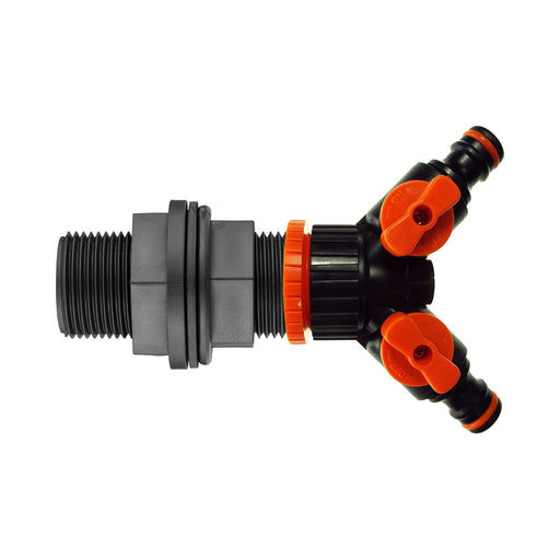 Water Butt Kit ¾” with Two Way Valved Splitter - Garden watering