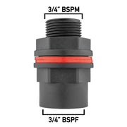 Water Butt 3/4" BSP Male with Female Outlet and Drill Bit - Home & Garden > Lawn & Garden Tech Hose & Fittings