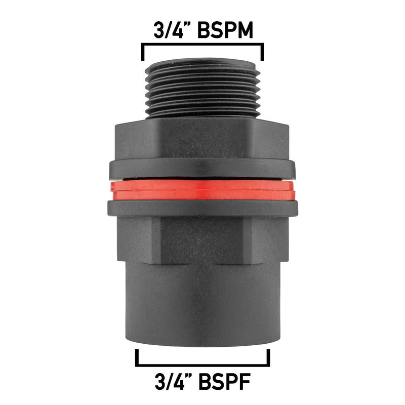 Water Butt 3/4" BSP Male with Female Outlet and Drill Bit - Home & Garden > Lawn & Garden Tech Hose & Fittings