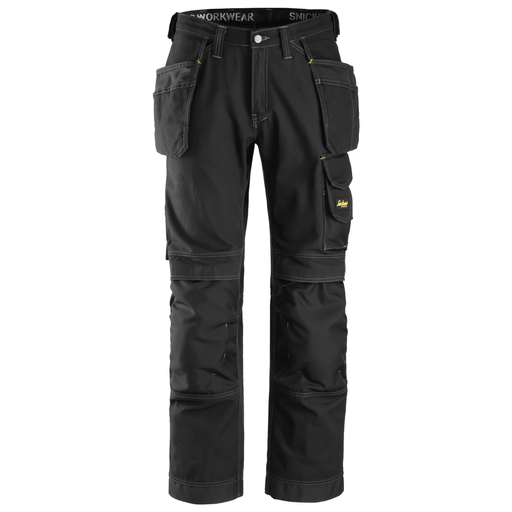 Snickers 3215 Craftsmen Holster Pocket Trousers, Comfort Cotton Black - KNEE PAD TROUSERS