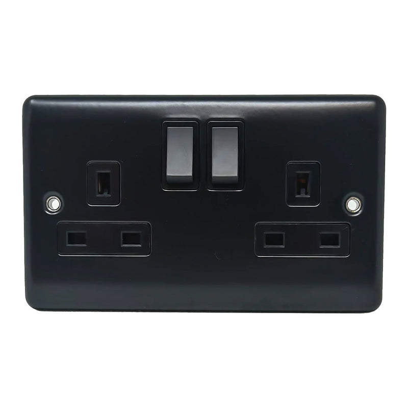 Caradok 2G 13A DP Switched Socket Matt Black - Caradok - The Curve - Matt Black
