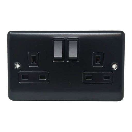 Caradok 2G 13A DP Switched Socket Matt Black - Caradok - The Curve - Matt Black