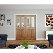 Victorian 4 Panel Oak Bi-Fold Glazed Unfinished Internal Door 1981 x 762mm - Doors