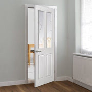 Canterbury Textured White Primed 2 Light Etched Glazed Internal Door - All Sizes - Doors
