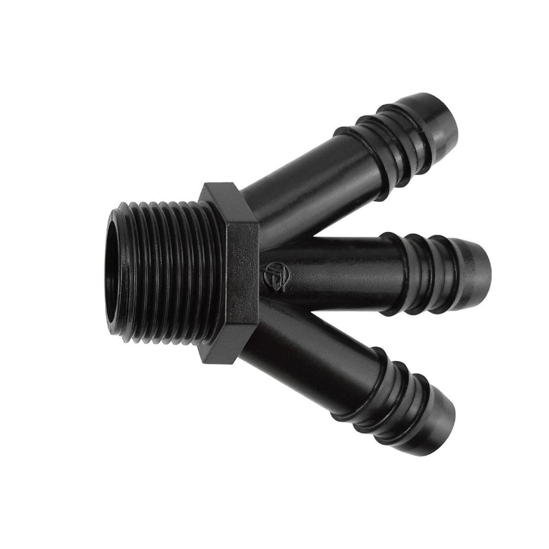Three Way Y Irrigation 16mm Barbed - ¾” BSPM Connector - Garden watering
