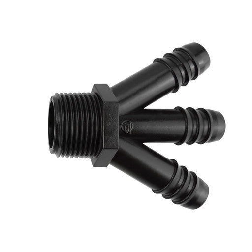 Three Way Y Irrigation 16mm Barbed - ¾” BSPM Connector - Garden watering