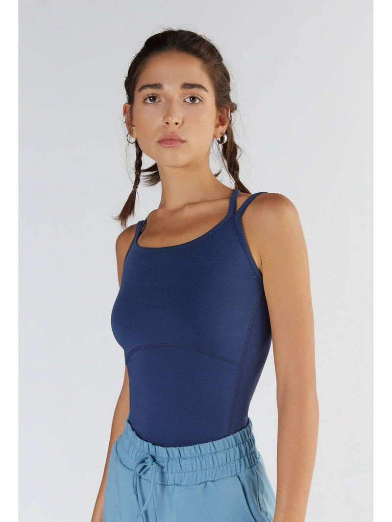 Modal Womens Spaghetti Strap Work Top Black Navy Purple Sizes XS to XL - Sustainable Workwear Range