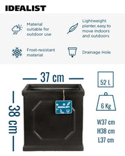 IDEALIST Lite Chelsea Flower Box Square Garden Planter, Faux Lead Light Stone Outdoor Plant Pot W37 H38 L37 cm, 52L - Home & Garden > Lawn & Garden > Gardening > Pots & Planters > Planters