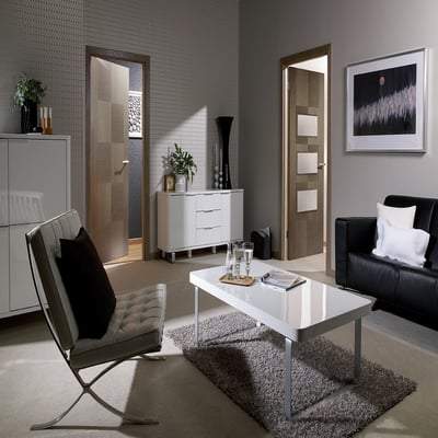 Apollo Chocolate Grey Pre-Finished 3 Glazed Clear Light Panels Interior Door - All Sizes - Doors