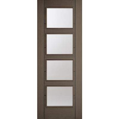 Vancouver Chocolate Grey Pre-Finished 4 Glazed Clear Light Panels Interior Door - All Sizes - Doors