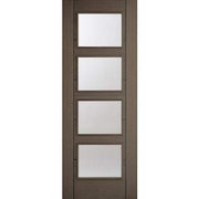 Vancouver Chocolate Grey Pre-Finished 4 Glazed Clear Light Panels Interior Door - 1981mm x 686mm -