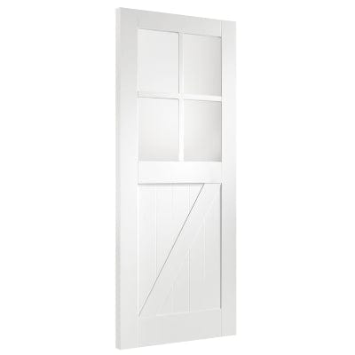 White Primed Cottage with Clear Glass Internal Door -