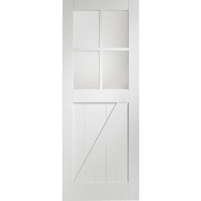 White Primed Cottage with Clear Glass Internal Door -