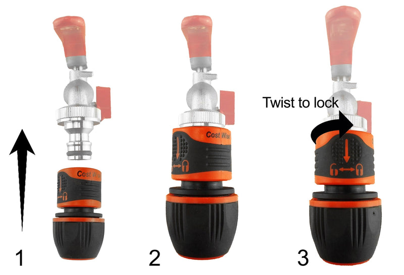 Cost Wise Click and Lock Hose Connector 1/2"-3/4" Hose - Home & Garden > Lawn & Garden > Watering & Irrigation > Garden Hose Fittings & Valves Garden watering