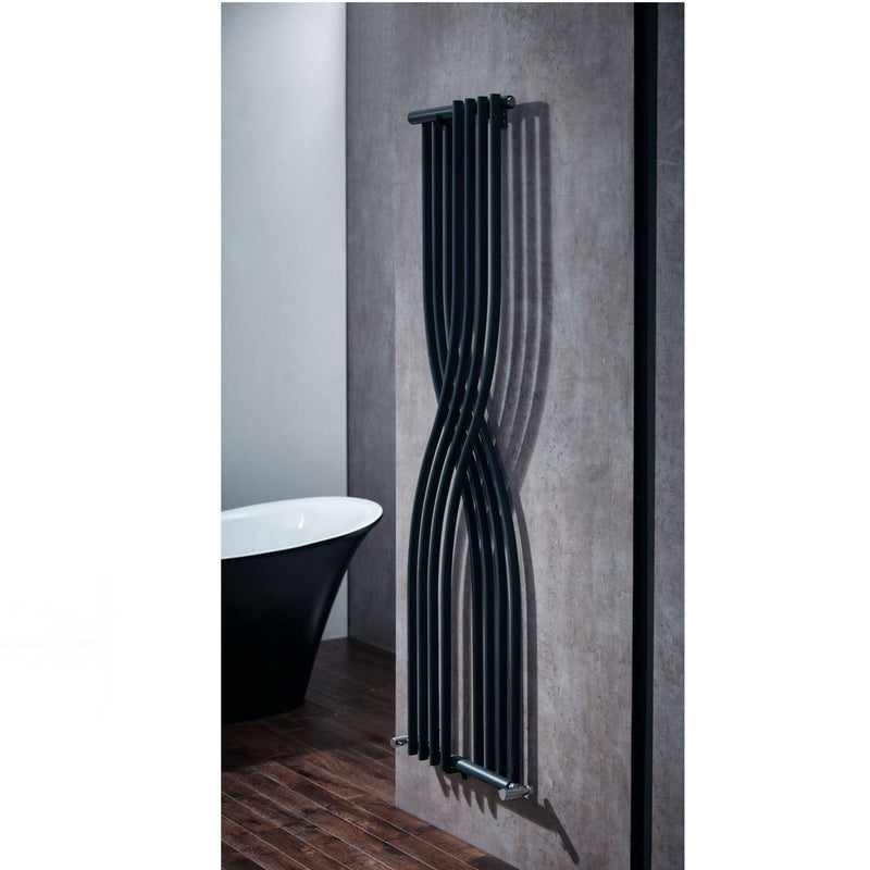 Contour Vertical Anthracite Wall-Mounted Curved Radiator - 1775 x 450mm -