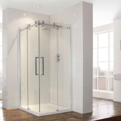 Frameless Corner Entry Shower Enclosure - 900 x 1900mm - Bathrooms